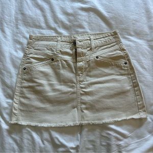 American Eagle Cream Denim Mini Skirt